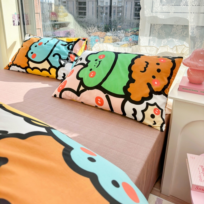 91家纺网 家纺一手货源 找家纺 花伞 2023直播新款40支高密全棉纯棉小清新单品枕套 宠物大会