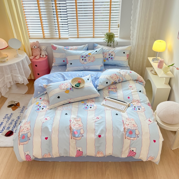 91家纺网 家纺一手货源 找家纺 蓝邻 2023新款全棉印花小清新系列四件套 佰利滋