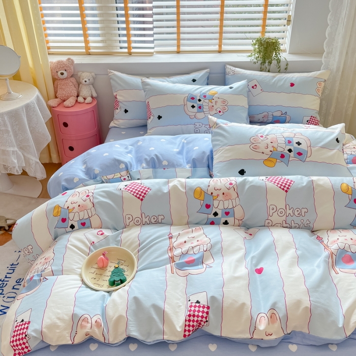 91家纺网 家纺一手货源 找家纺 蓝邻 2023新款全棉印花小清新系列四件套 佰利滋