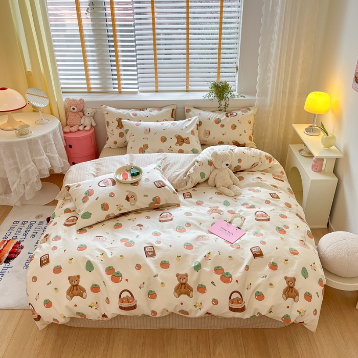 91家纺网 家纺一手货源 找家纺 蓝邻 2023新款全棉印花小清新系列四件套 伴手礼