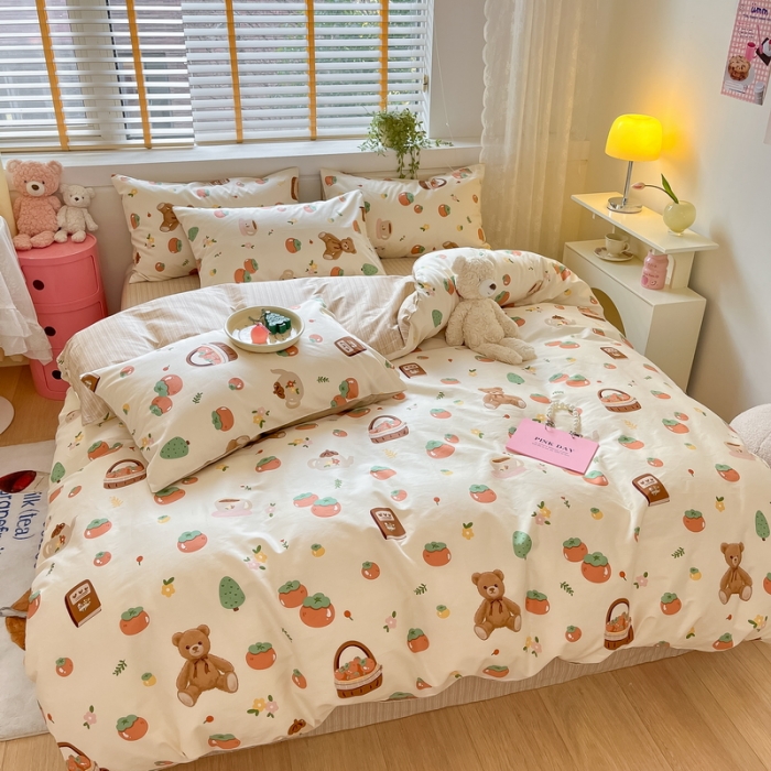 91家纺网 家纺一手货源 找家纺 蓝邻 2023新款全棉印花小清新系列四件套 伴手礼