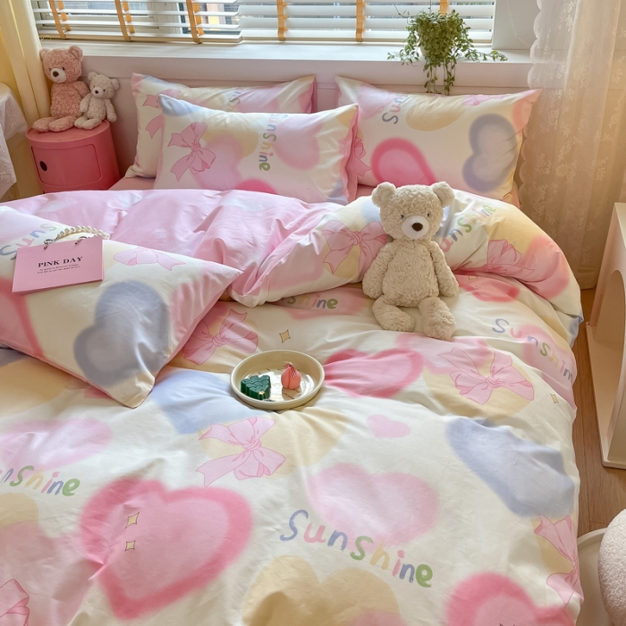 91家纺网 家纺一手货源 找家纺 蓝邻 2023新款全棉印花小清新系列四件套 蝴蝶梦