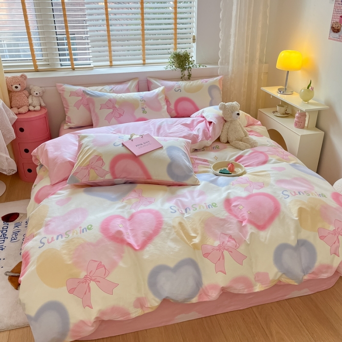 91家纺网 家纺一手货源 找家纺 蓝邻 2023新款全棉印花小清新系列四件套 蝴蝶梦