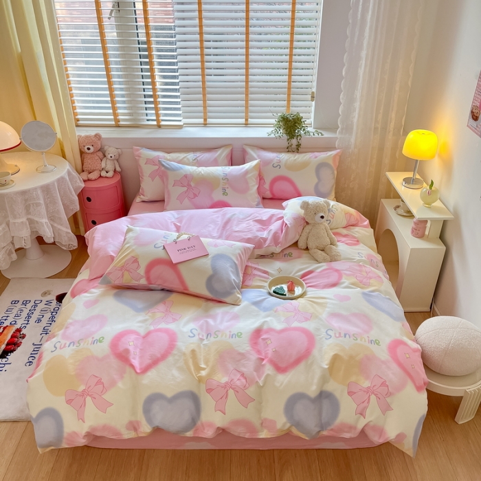 91家纺网 家纺一手货源 找家纺 蓝邻 2023新款全棉印花小清新系列四件套 蝴蝶梦