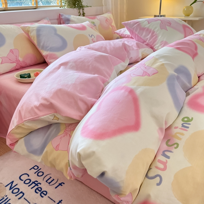 91家纺网 家纺一手货源 找家纺 蓝邻 2023新款全棉印花小清新系列四件套 蝴蝶梦