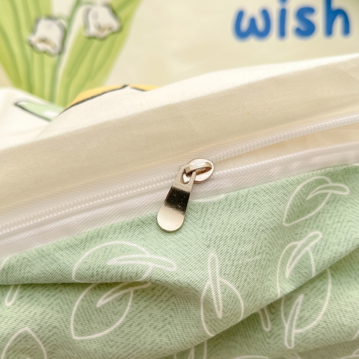 91家纺网 家纺一手货源 找家纺 蓝邻 2023新款全棉印花小清新系列四件套 铃兰兔