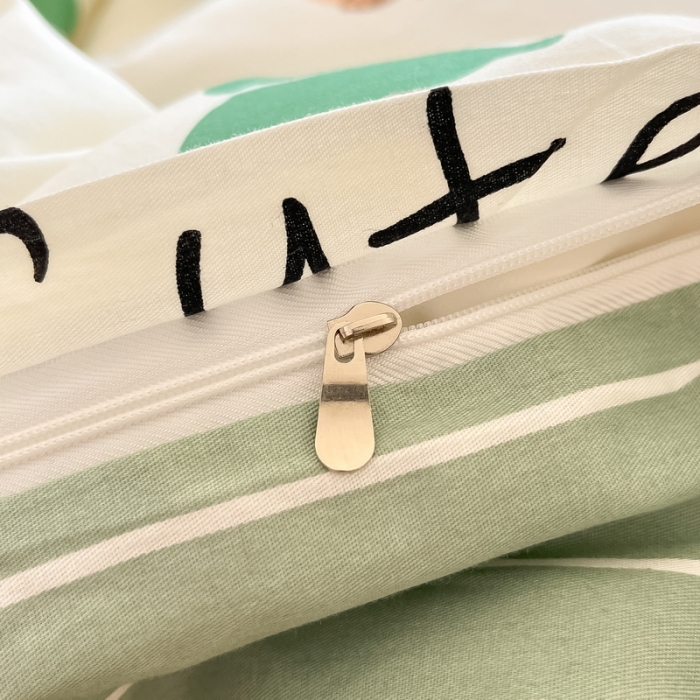 91家纺网 家纺一手货源 找家纺 蓝邻 2023新款全棉印花小清新系列四件套 绿树熊