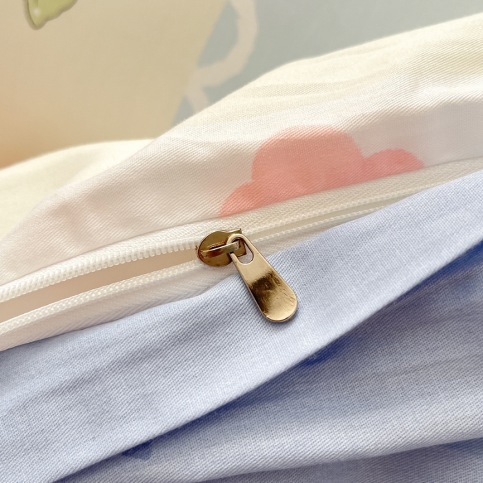 91家纺网 家纺一手货源 找家纺 蓝邻 2023新款全棉印花小清新系列四件套 萌兔小花