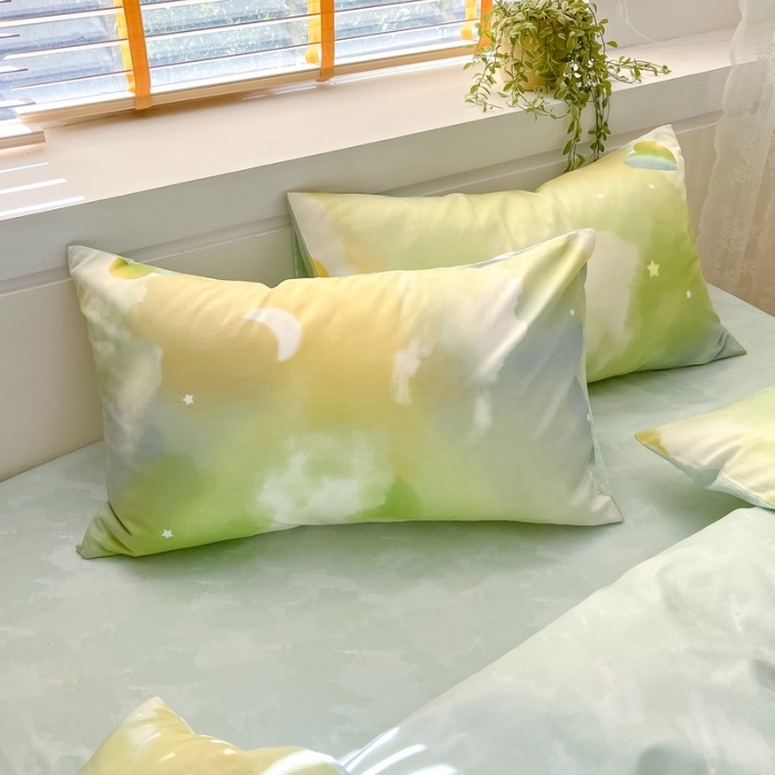 91家纺网 家纺一手货源 找家纺 蓝邻 2023新款全棉印花小清新系列四件套 七彩云