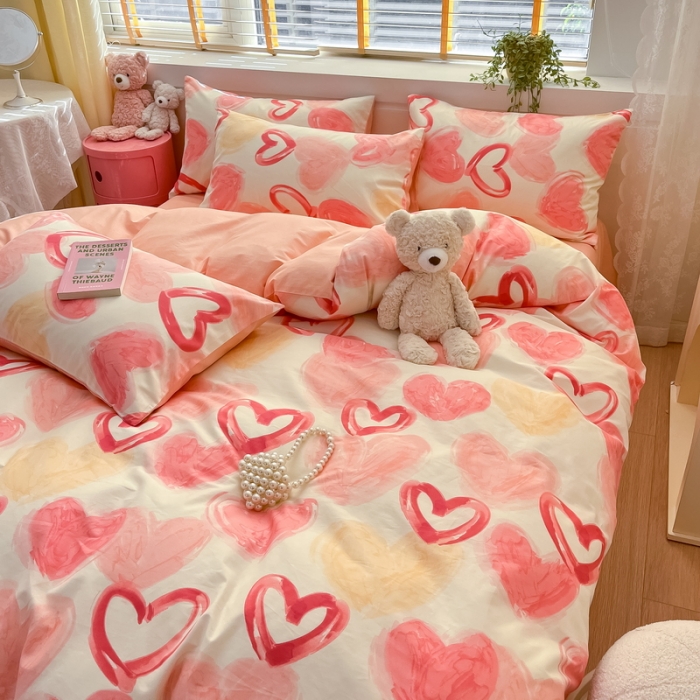 91家纺网 家纺一手货源 找家纺 蓝邻 2023新款全棉印花小清新系列四件套 甜美假日