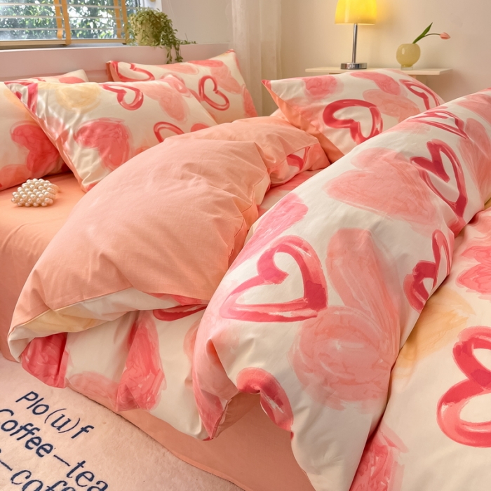 91家纺网 家纺一手货源 找家纺 蓝邻 2023新款全棉印花小清新系列四件套 甜美假日