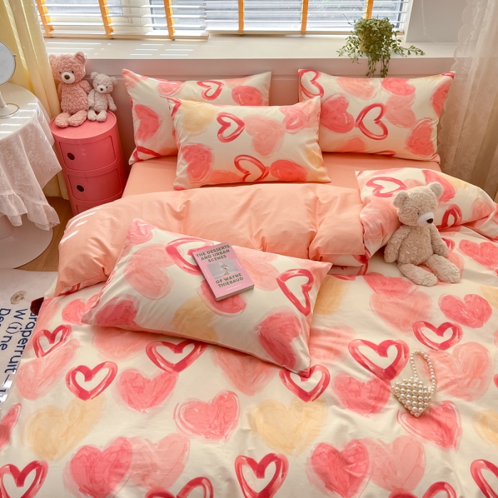 91家纺网 家纺一手货源 找家纺 蓝邻 2023新款全棉印花小清新系列四件套 甜美假日