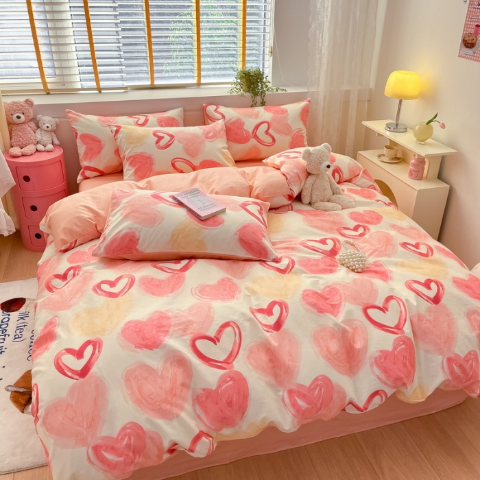 91家纺网 家纺一手货源 找家纺 蓝邻 2023新款全棉印花小清新系列四件套 甜美假日