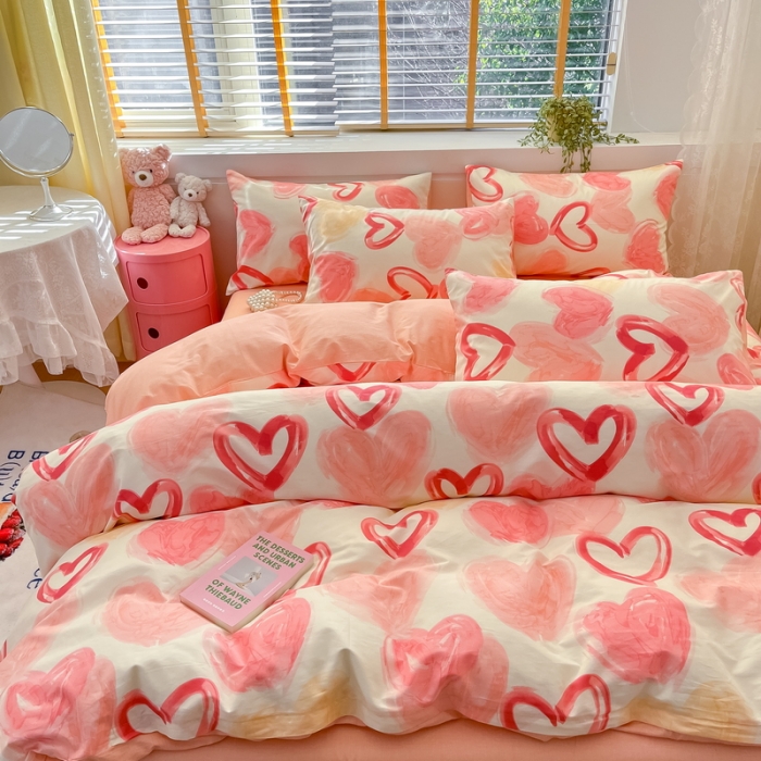 91家纺网 家纺一手货源 找家纺 蓝邻 2023新款全棉印花小清新系列四件套 甜美假日