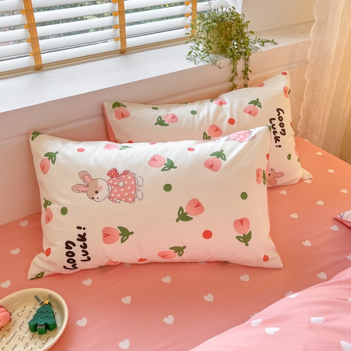 91家纺网 家纺一手货源 找家纺 蓝邻 2023新款全棉印花小清新系列四件套 雨沫