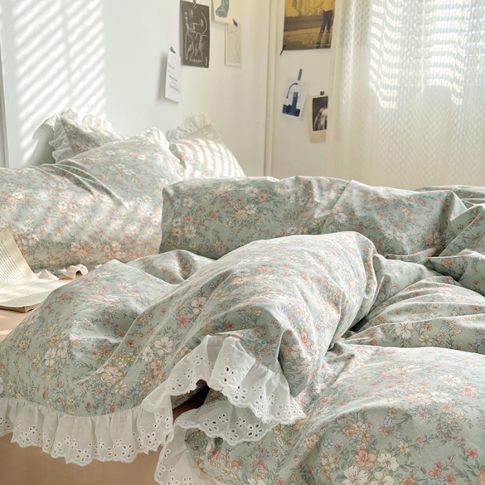 91家纺网 家纺一手货源 找家纺 千朵 2023新款蕾丝花边四件套 安妮
