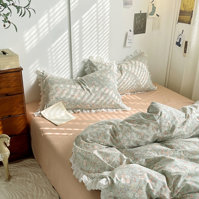 91家纺网 家纺一手货源 找家纺 千朵 2023新款蕾丝花边四件套 安妮