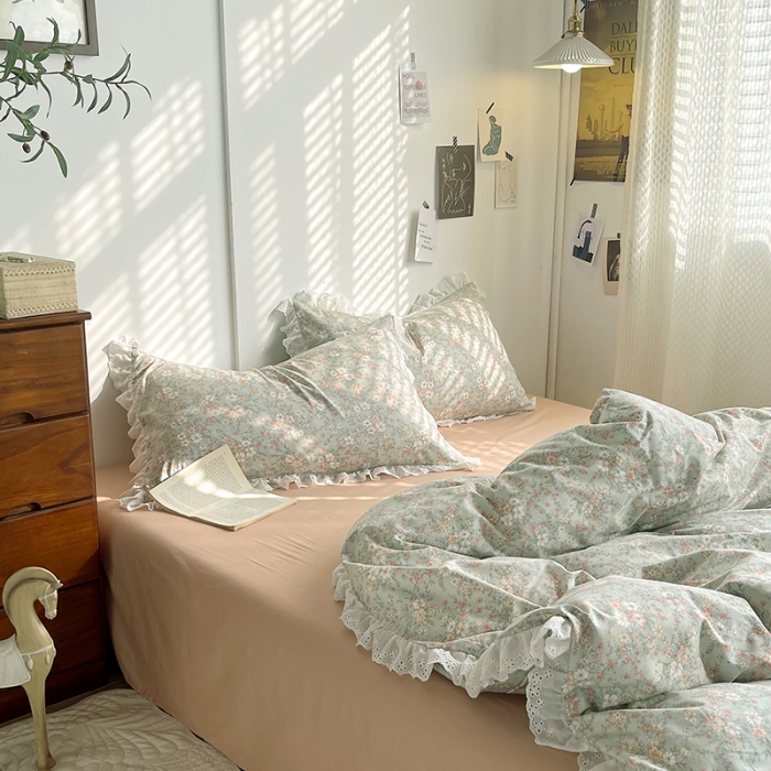 91家纺网 家纺一手货源 找家纺 千朵 2023新款蕾丝花边四件套 安妮