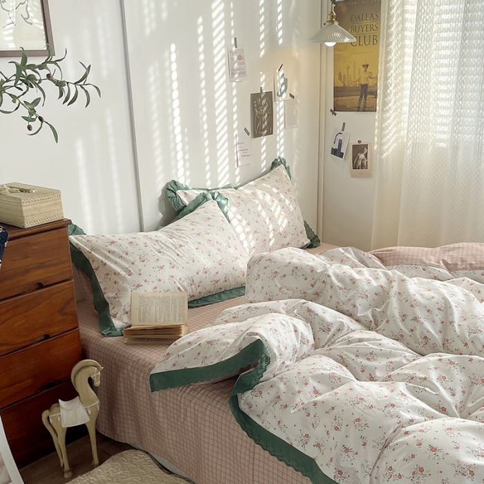 91家纺网 家纺一手货源 找家纺 千朵 2023新款蕾丝花边四件套 春风里