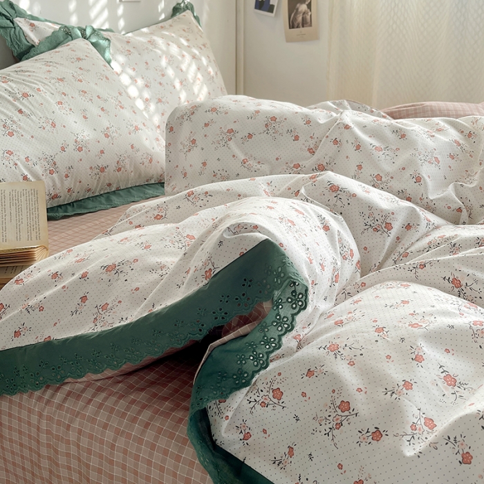 91家纺网 家纺一手货源 找家纺 千朵 2023新款蕾丝花边四件套 春风里