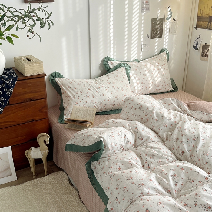 91家纺网 家纺一手货源 找家纺 千朵 2023新款蕾丝花边四件套 春风里