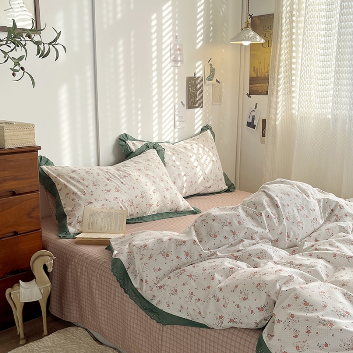 91家纺网 家纺一手货源 找家纺 千朵 2023新款蕾丝花边四件套 春风里