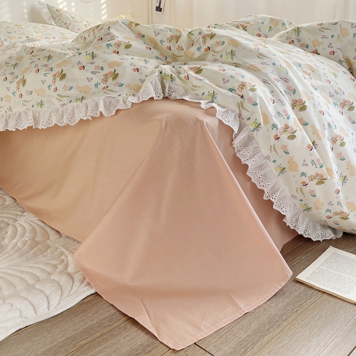 91家纺网 家纺一手货源 找家纺 千朵 2023新款蕾丝花边四件套 花间小兔