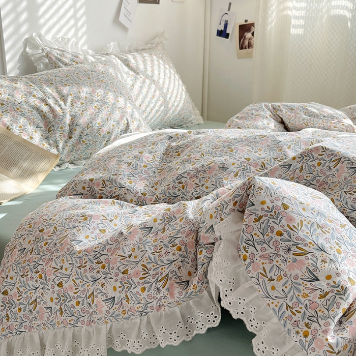 91家纺网 家纺一手货源 找家纺 千朵 2023新款蕾丝花边四件套 集美世界