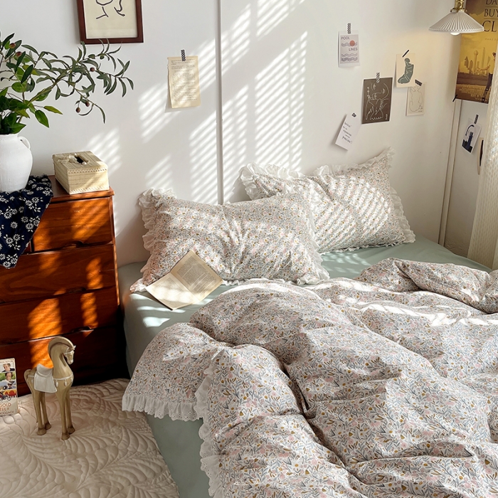 91家纺网 家纺一手货源 找家纺 千朵 2023新款蕾丝花边四件套 集美世界