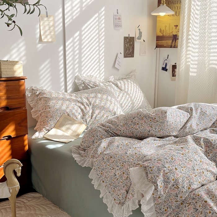 91家纺网 家纺一手货源 找家纺 千朵 2023新款蕾丝花边四件套 集美世界