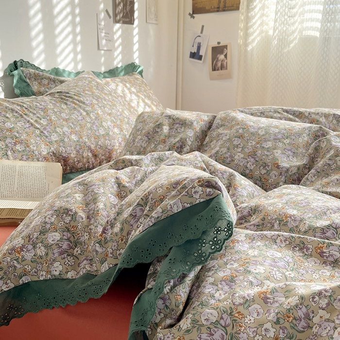 91家纺网 家纺一手货源 找家纺 千朵 2023新款蕾丝花边四件套 玛丽莲