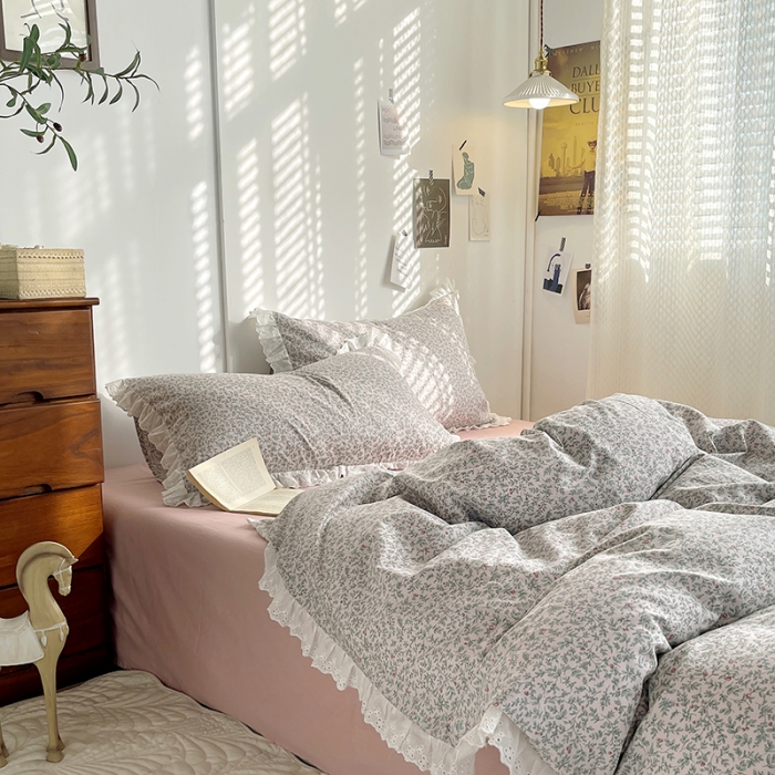 91家纺网 家纺一手货源 找家纺 千朵 2023新款蕾丝花边四件套 意境