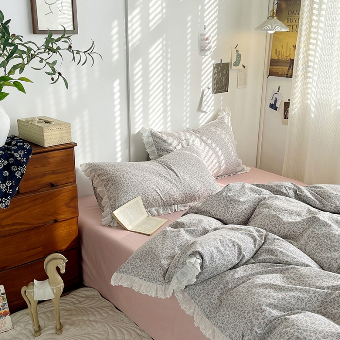 91家纺网 家纺一手货源 找家纺 千朵 2023新款蕾丝花边四件套 意境