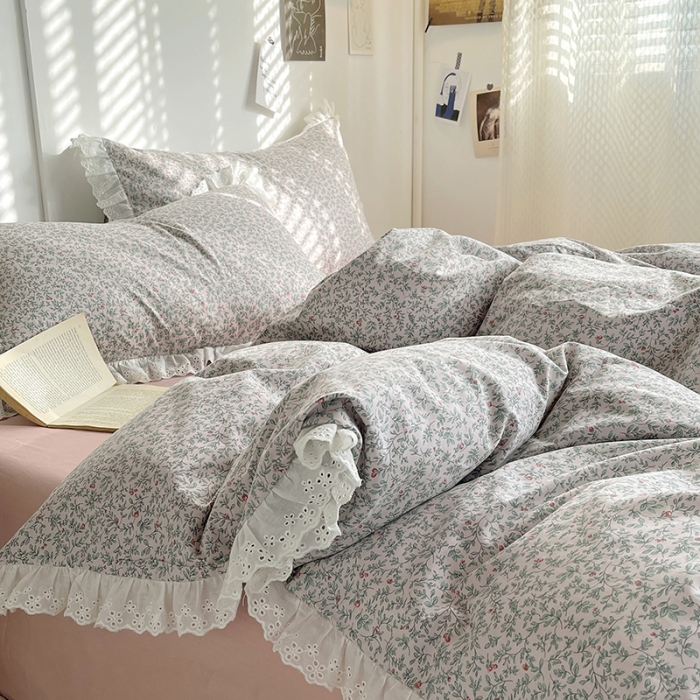 91家纺网 家纺一手货源 找家纺 千朵 2023新款蕾丝花边四件套 意境