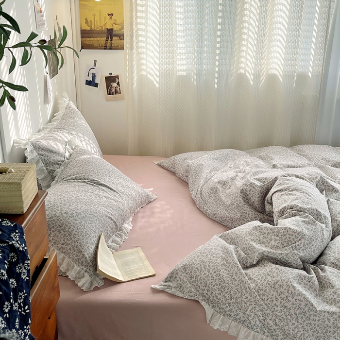 91家纺网 家纺一手货源 找家纺 千朵 2023新款蕾丝花边四件套 意境