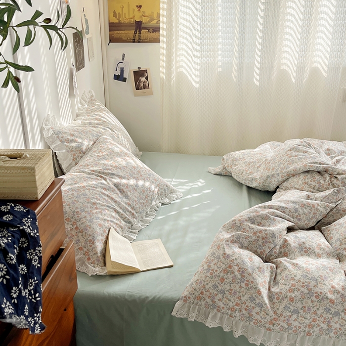 91家纺网 家纺一手货源 找家纺 千朵 2023新款蕾丝花边四件套 紫苏