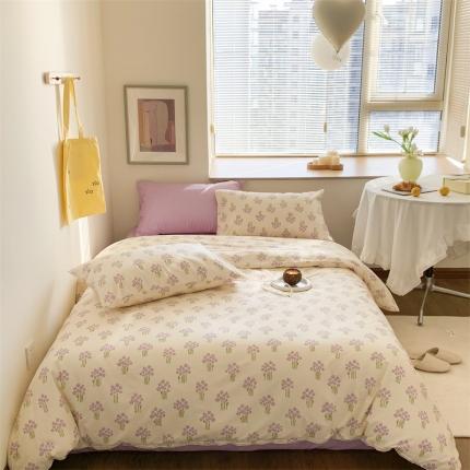 91家纺网 家纺一手货源 找家纺 桃喜 2024新款全棉碎花系列四件套 花颂