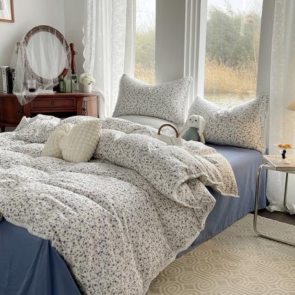 91家纺网 家纺一手货源 找家纺 千朵 2023新款双层纱四件套 青花瓷