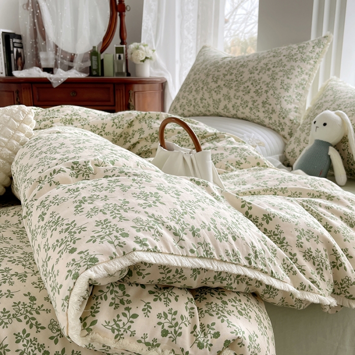 91家纺网 家纺一手货源 找家纺 （总）千朵 2023新款A类母婴级全棉纯棉双层纱四件套