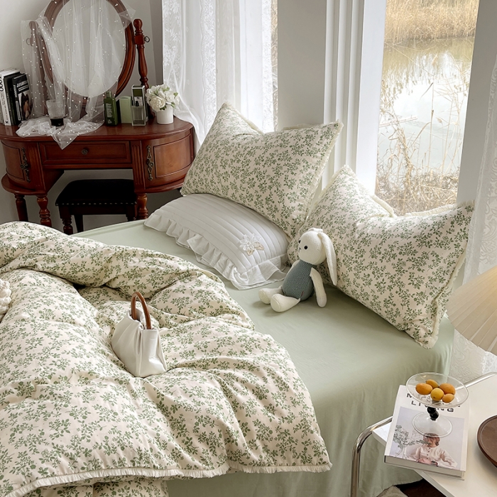 91家纺网 家纺一手货源 找家纺 （总）千朵 2023新款A类母婴级全棉纯棉双层纱四件套