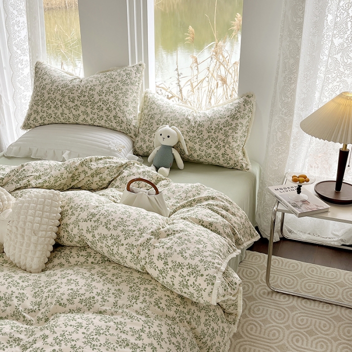 91家纺网 家纺一手货源 找家纺 （总）千朵 2023新款A类母婴级全棉纯棉双层纱四件套