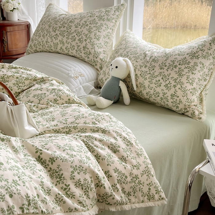 91家纺网 家纺一手货源 找家纺 （总）千朵 2023新款A类母婴级全棉纯棉双层纱四件套