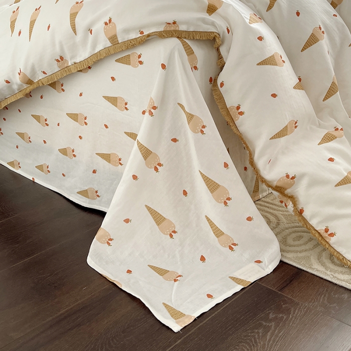 91家纺网 家纺一手货源 找家纺 千朵 2023新款双层纱四件套 冰激凌