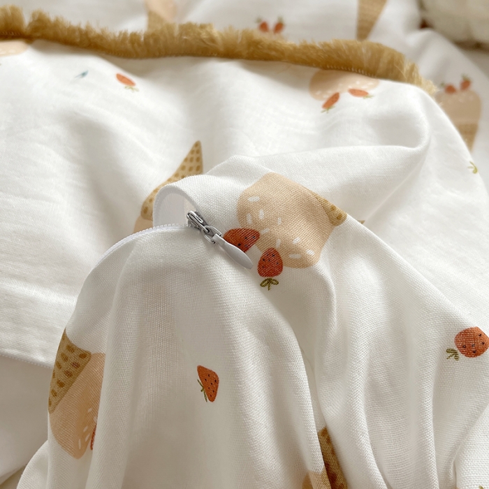 91家纺网 家纺一手货源 找家纺 千朵 2023新款双层纱四件套 冰激凌