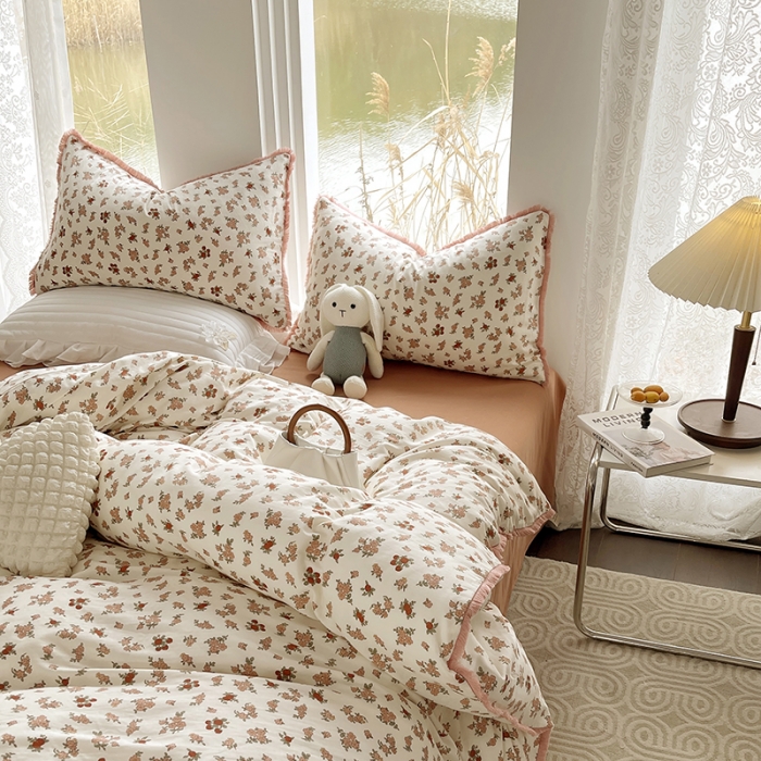 91家纺网 家纺一手货源 找家纺 千朵 2023新款双层纱四件套 花拾