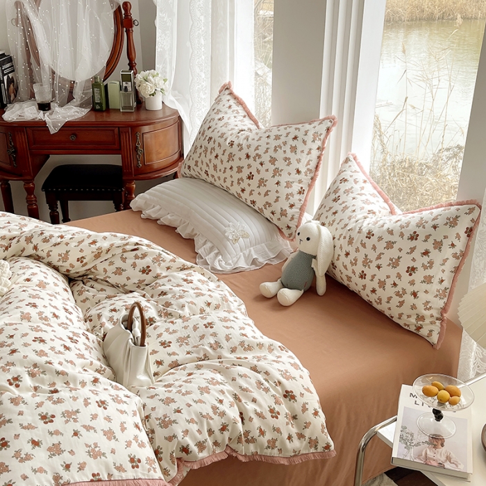 91家纺网 家纺一手货源 找家纺 千朵 2023新款双层纱四件套 花拾