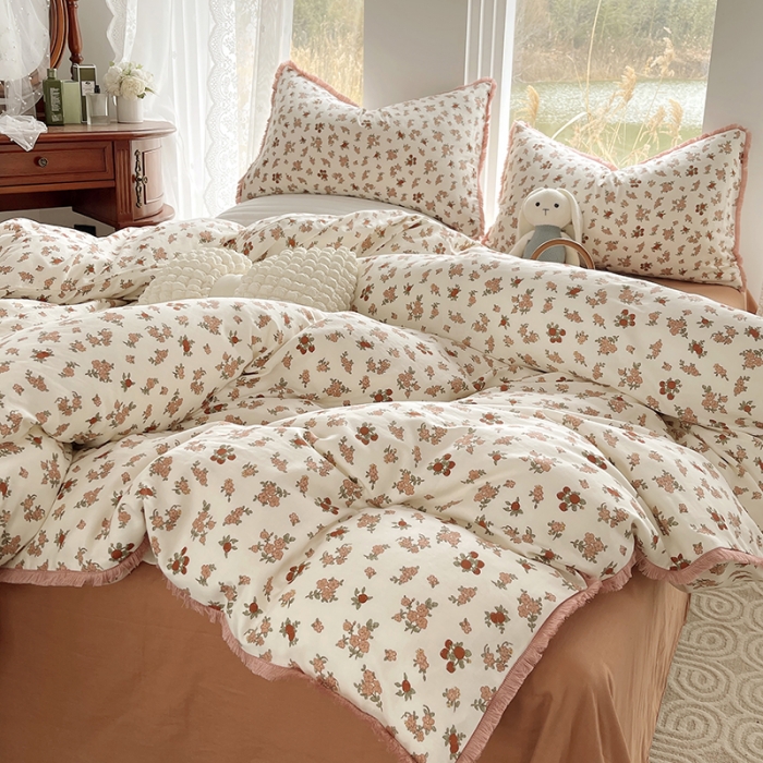 91家纺网 家纺一手货源 找家纺 千朵 2023新款双层纱四件套 花拾