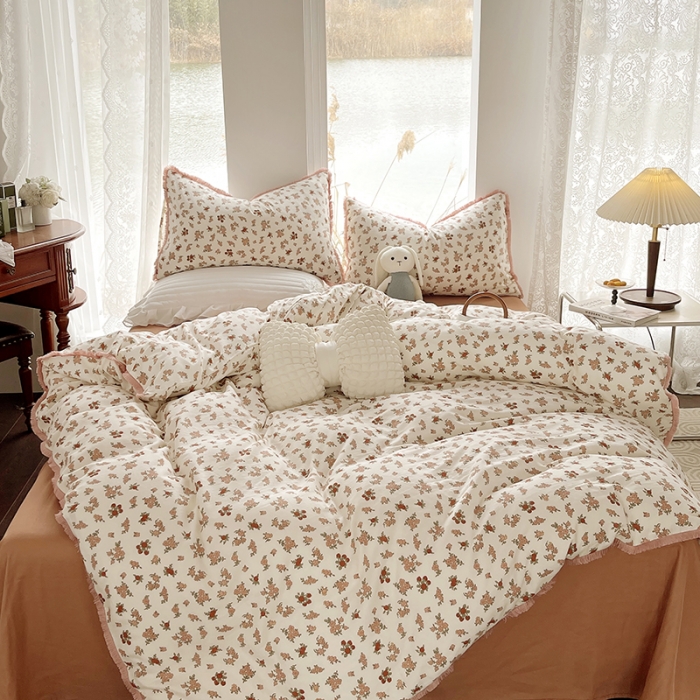 91家纺网 家纺一手货源 找家纺 千朵 2023新款双层纱四件套 花拾