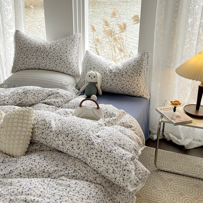 91家纺网 家纺一手货源 找家纺 千朵 2023新款双层纱四件套 青花瓷