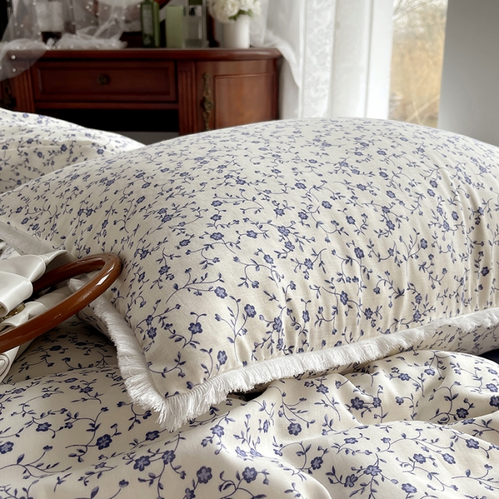 91家纺网 家纺一手货源 找家纺 千朵 2023新款双层纱四件套 青花瓷